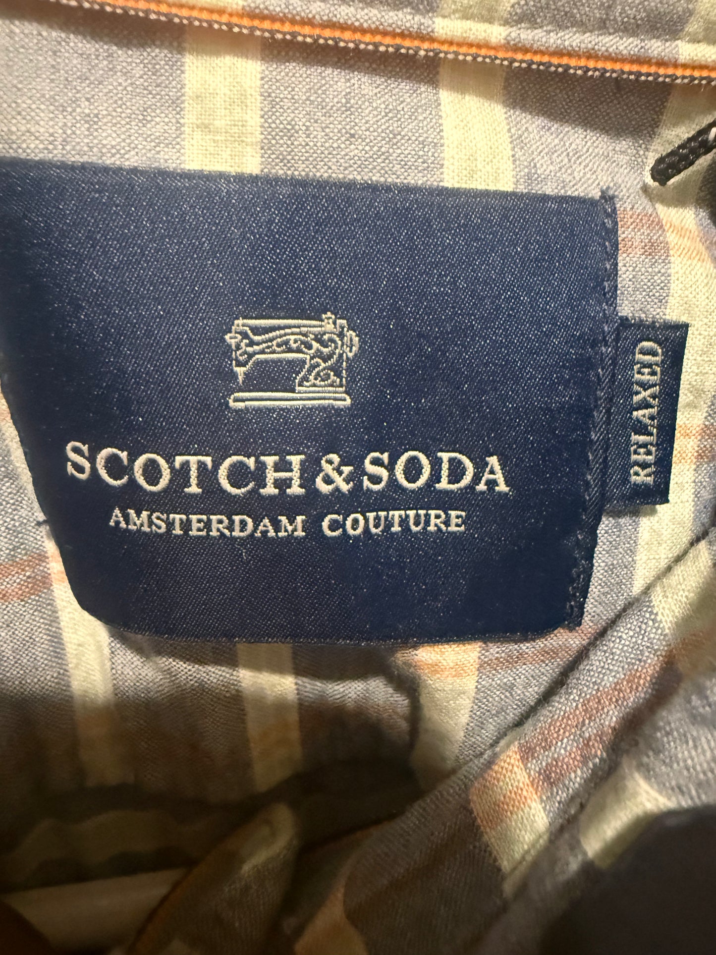 Scotch & Soda Blue Plaid Button-Up Shirt Men’s Designer Long Sleeve NEW Size Medium