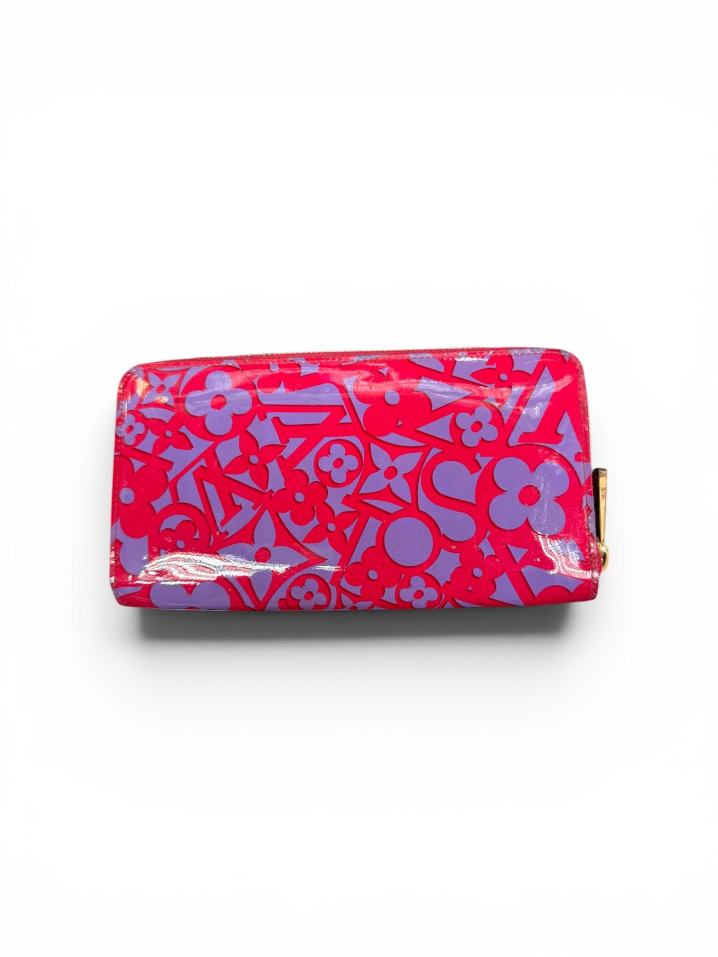 Louis Vuitton Limited Edition Monogram Ikat Vernis Zippy Wallet Fuchsia Pink