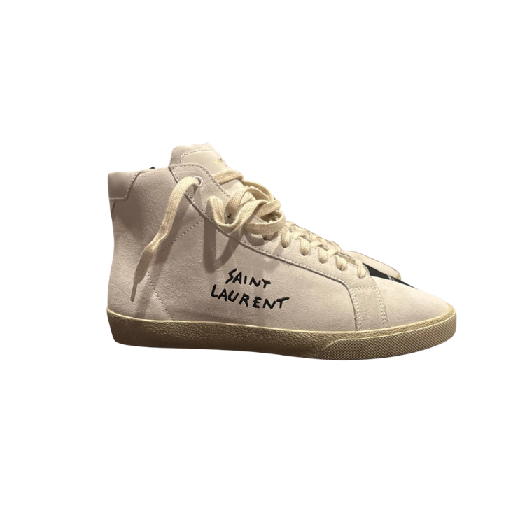 Saint Laurent Court Classic SL/06 Mid-Top Distressed Canvas Sneakers Size 43