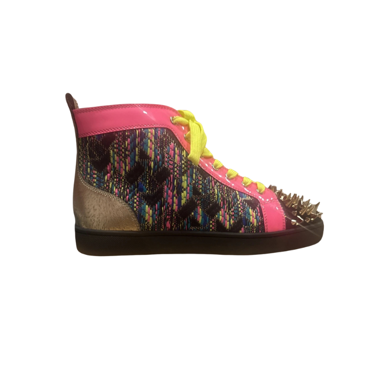 Christian Louboutin Lou Spikes Multi-Color High-Top Sneakers Size 43.5 Brand New