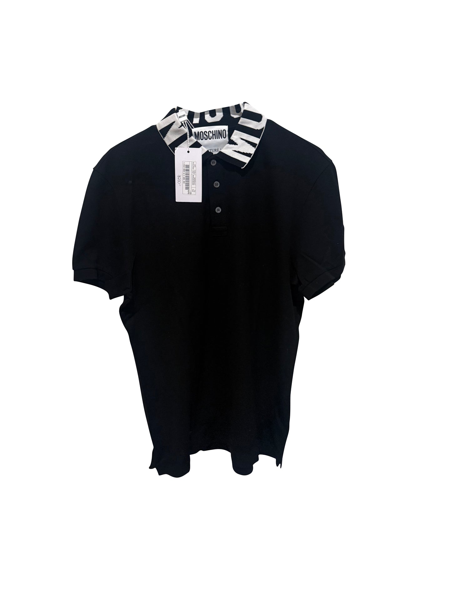Moschino Couture Logo Collar Black Polo Shirt