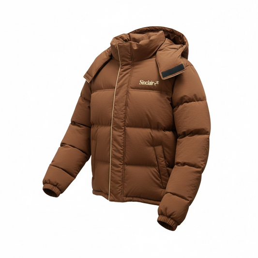 Sinclair Brown Puffer Jacket Men’s Winter Coat Full Zip Insulated Jacket