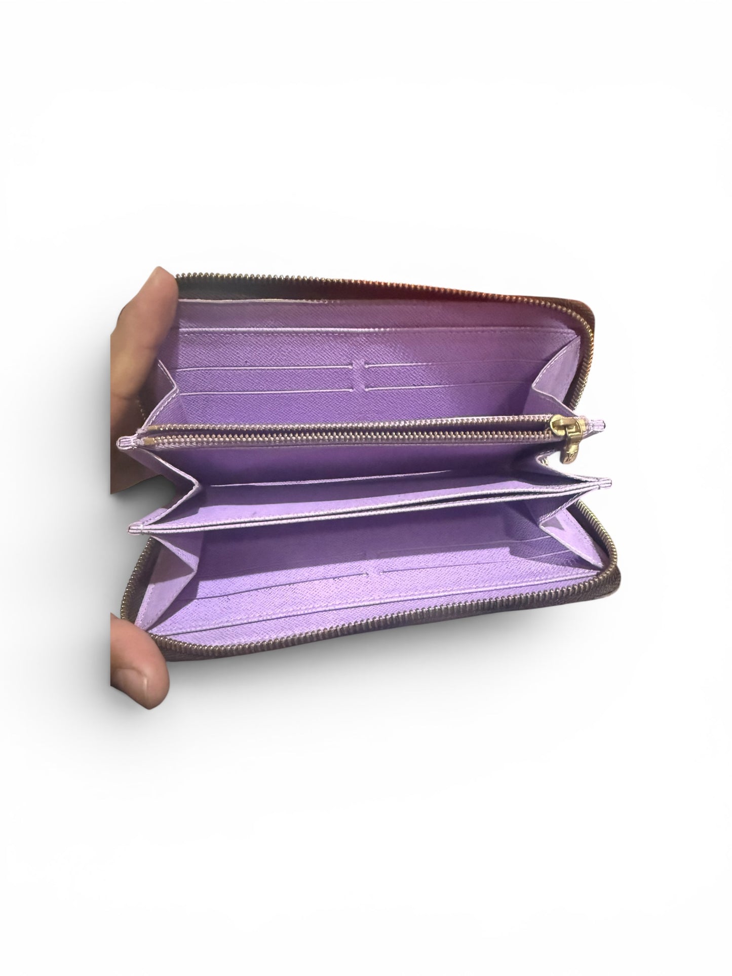 Louis Vuitton Limited Edition Damier Ebene Groom Zippy Wallet Violet Interior
