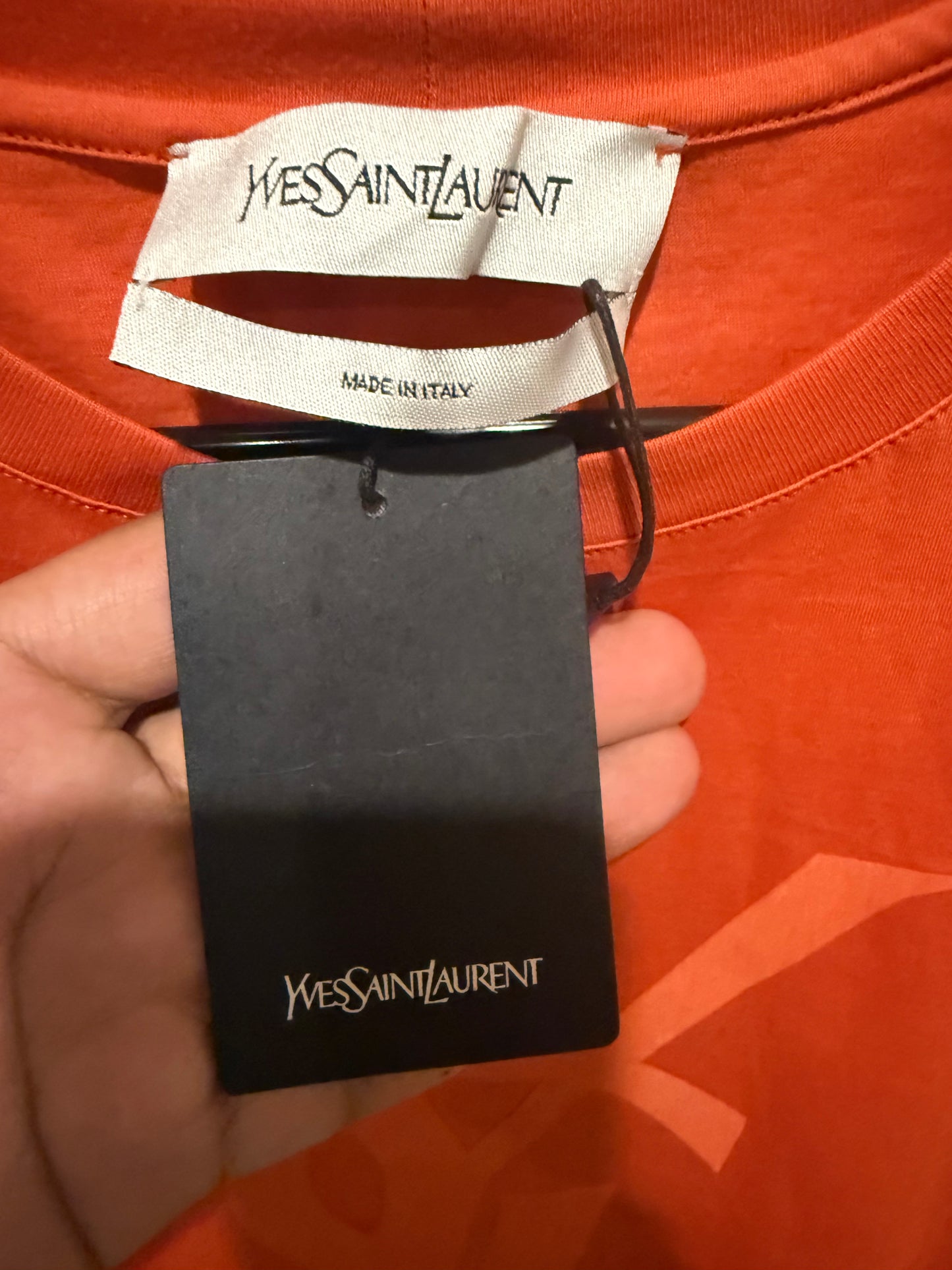 NEW! Saint Laurent YSL Logo T-Shirt Orange Monogram Tee Menâ€™s Size XXL