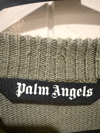 Palm Angels Green Flame Logo Sweater Men’s Designer Knit Crewneck Streetwear Size Medium