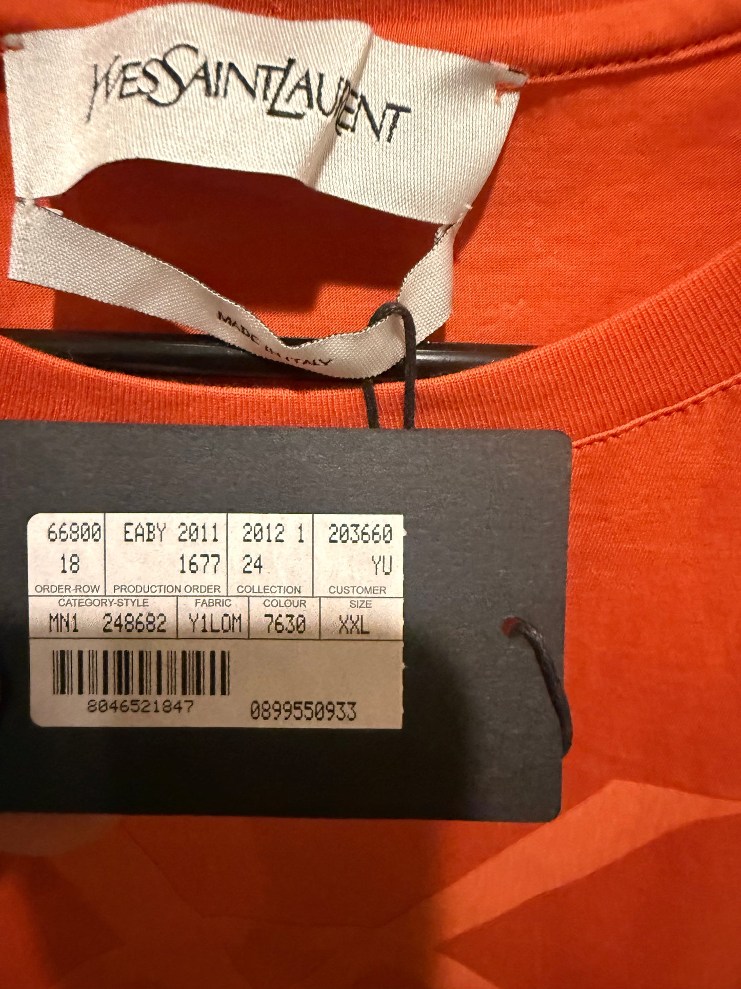 NEW! Saint Laurent YSL Logo T-Shirt Orange Monogram Tee Menâ€™s Size XXL