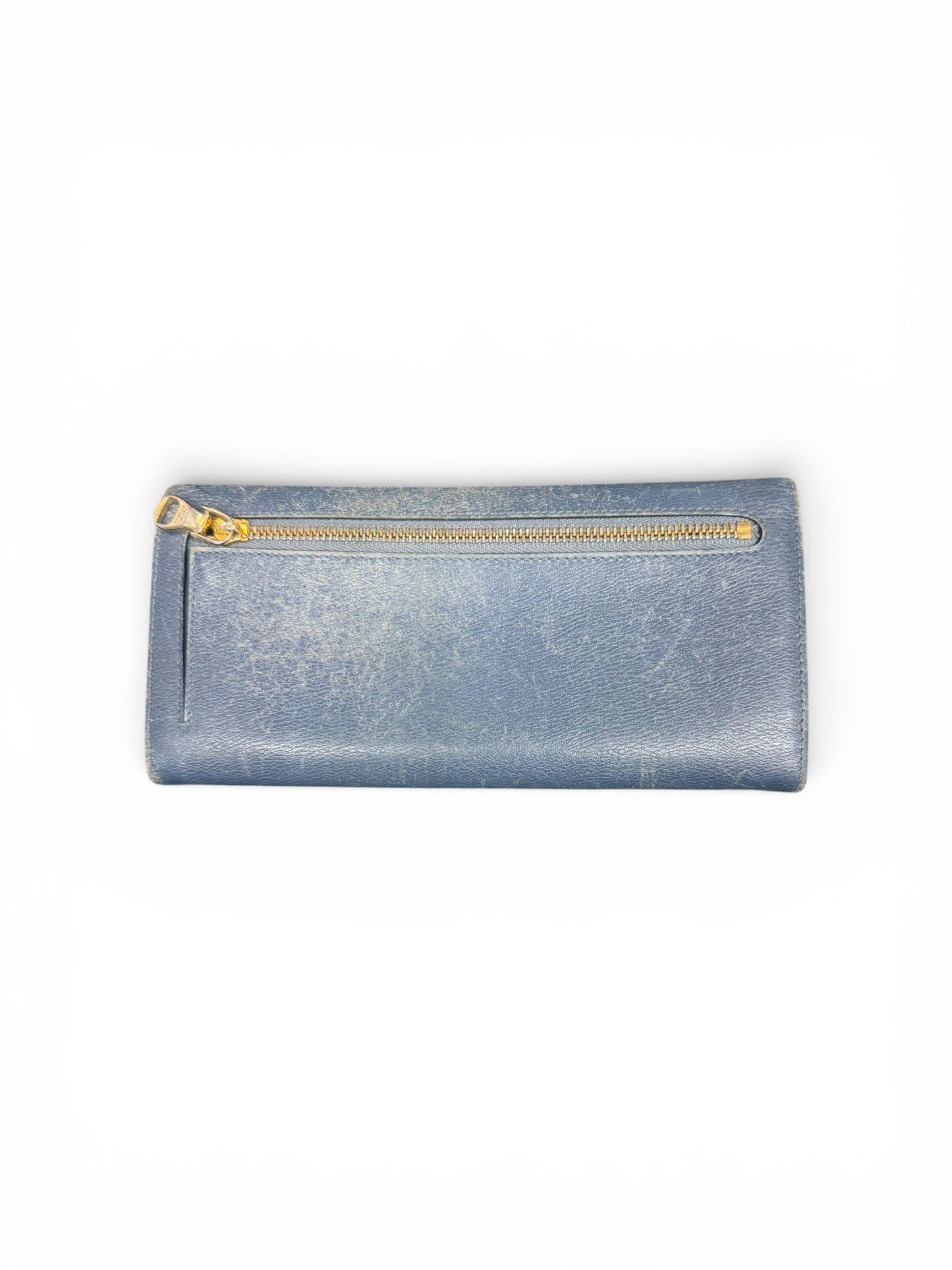 Loewe Textured Leather Long Continental Flap Wallet Slate Blue