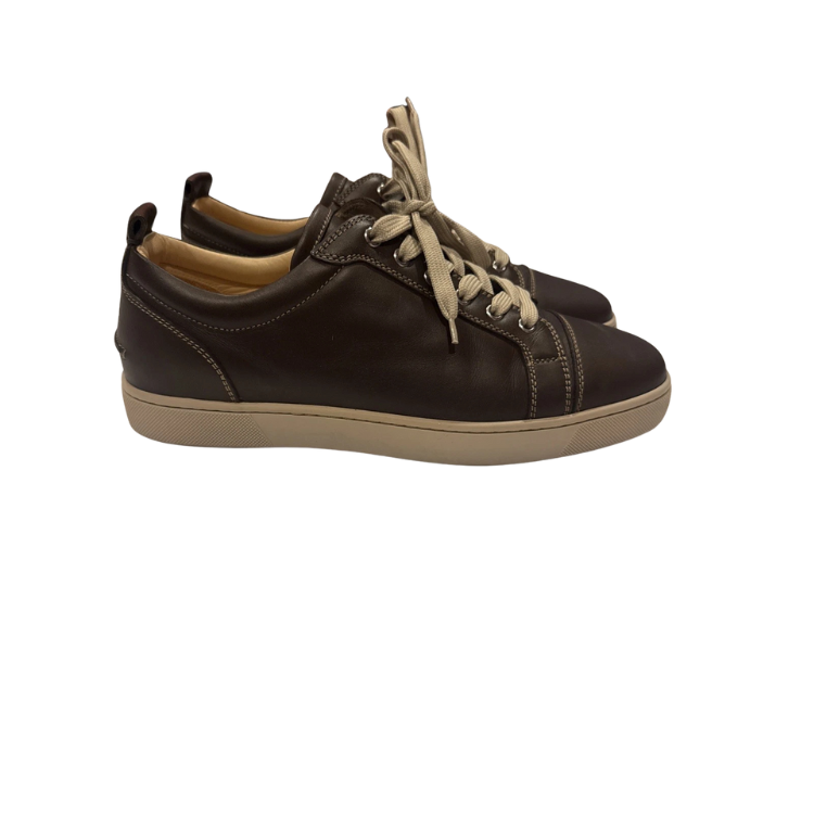 Christian Louboutin Louis Junior Brown Calf Leather Low-Top Sneakers Size 43.5