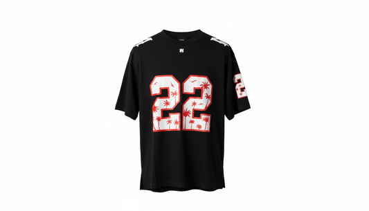Amiri 22 Graphic T-Shirt Black Palm Print Jersey Style Tee Men’s