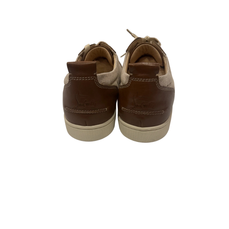 Christian Louboutin Rantulow Brown Woven Leather Sneakers Size 43.5