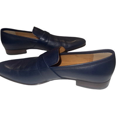 Gucci Men's Dark Blue Leather Loafers Size 9