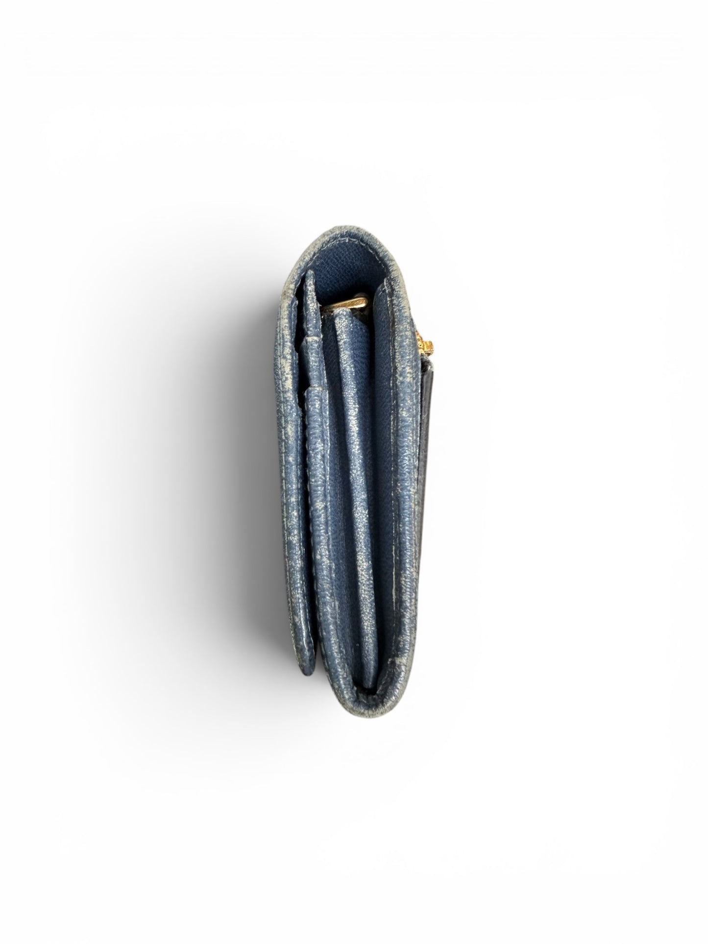 Loewe Textured Leather Long Continental Flap Wallet Slate Blue