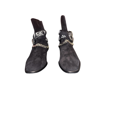 AMIRI Bandana Buckle Black Suede Leather Boots Size 41 (US 8)