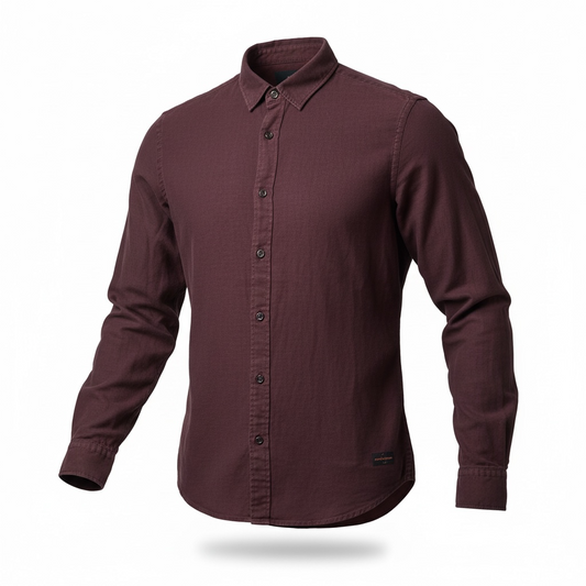Scotch & Soda Burgundy Button-Up Shirt Men’s Long Sleeve Designer Shirt NEW