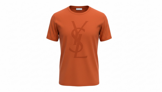 Saint Laurent YSL Logo T-Shirt Orange Monogram Tee Men’s