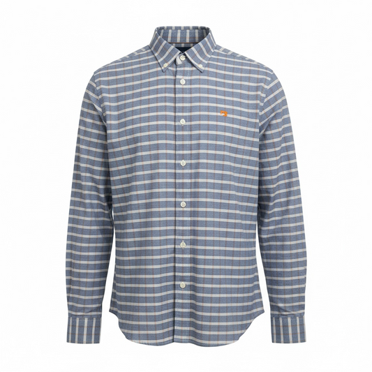 Scotch & Soda Blue Plaid Button-Up Shirt Men’s Designer Long Sleeve NEW