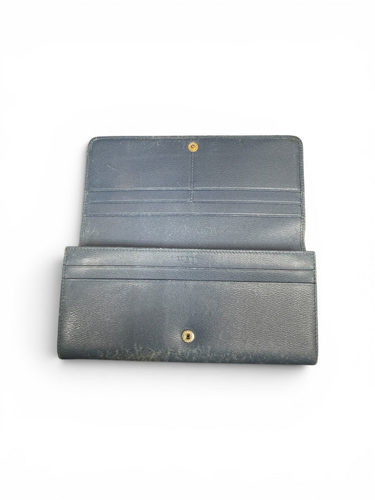 Loewe Textured Leather Long Continental Flap Wallet Slate Blue