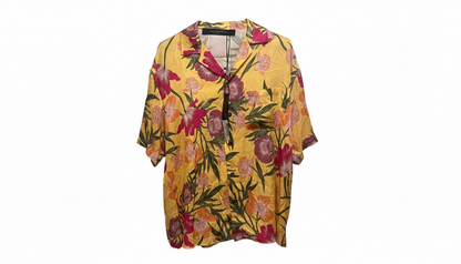 Garçons Infidèles Yellow Floral Button-Up Shirt Men’s Designer Short Sleeve