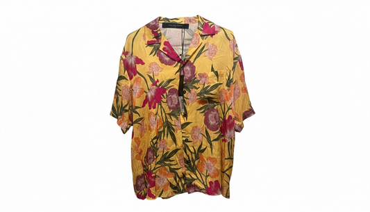 Garçons Infidèles Yellow Floral Button-Up Shirt Men’s Designer Short Sleeve