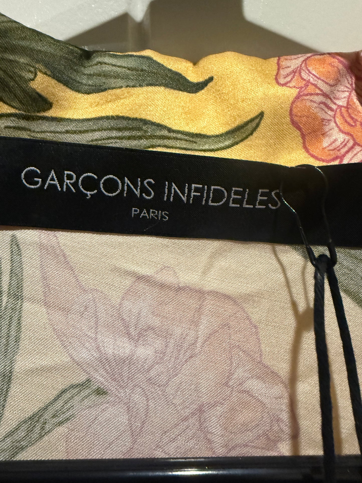 GarÃ§ons InfidÃ¨les Yellow Floral Button-Up Shirt Menâ€™s Designer Short Sleeve Size Large