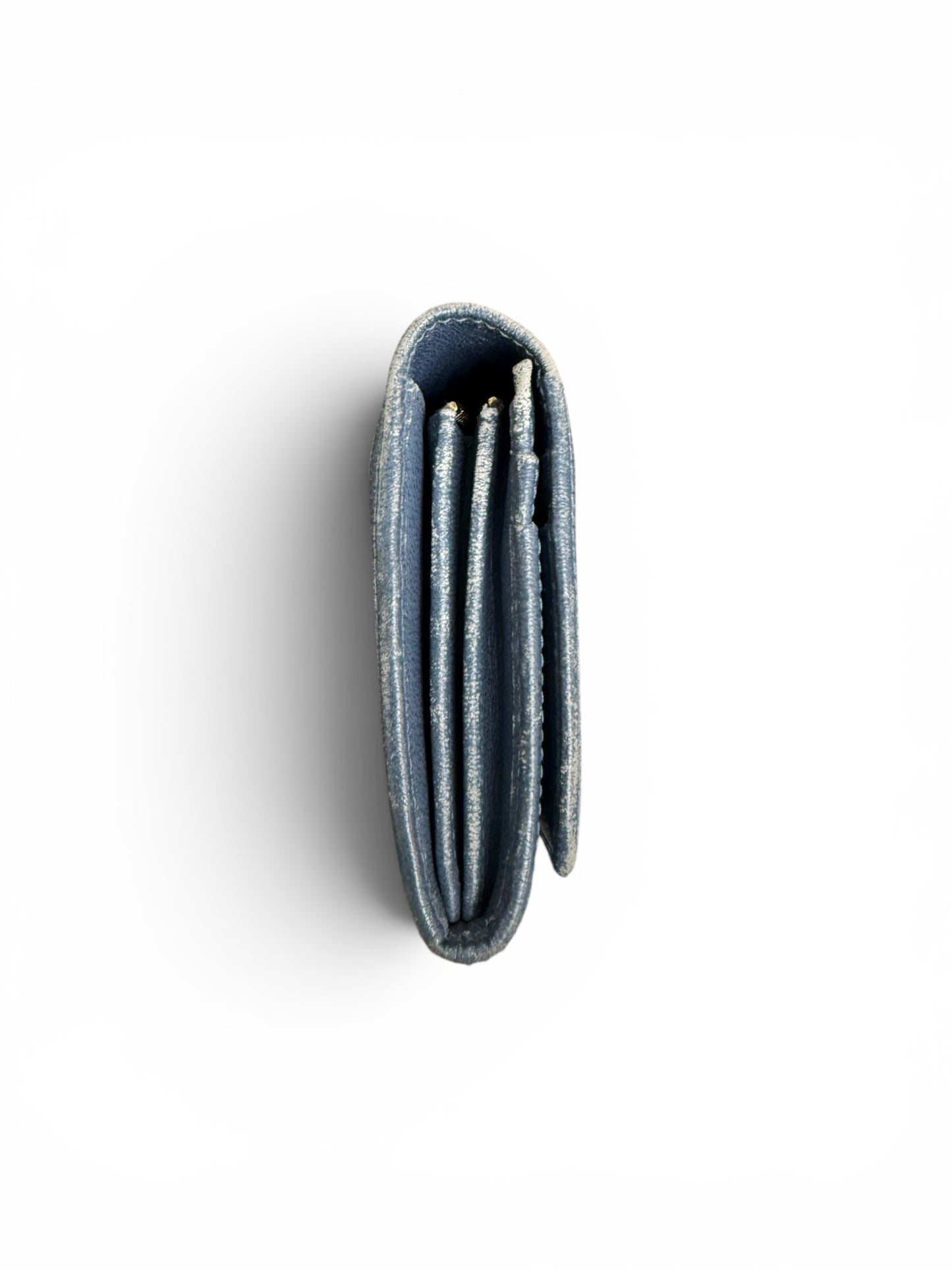 Loewe Textured Leather Long Continental Flap Wallet Slate Blue