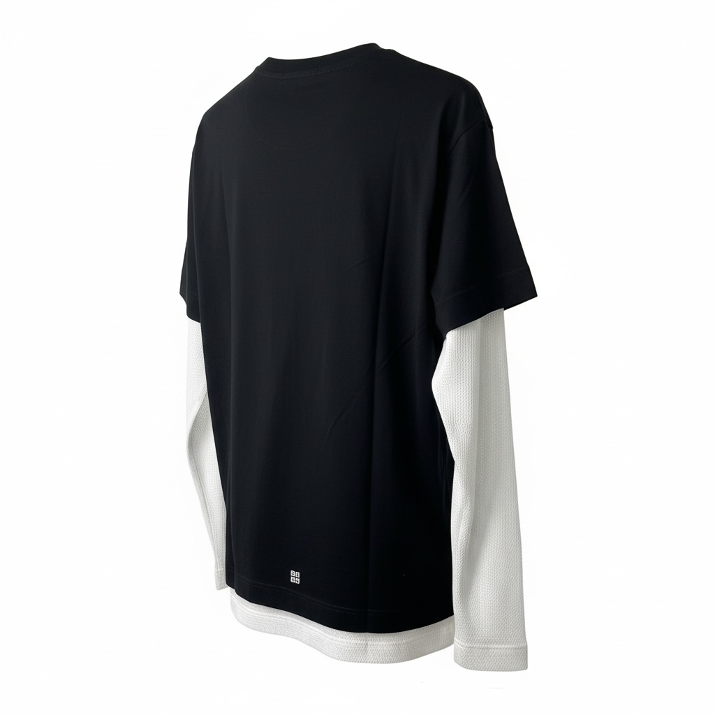 Givenchy Black Graphic Layered T-Shirt Menâ€™s Designer Long Sleeve Streetwear Tee Size Small