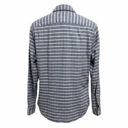 Scotch & Soda Blue Plaid Button-Up Shirt Men’s Designer Long Sleeve NEW Size Medium