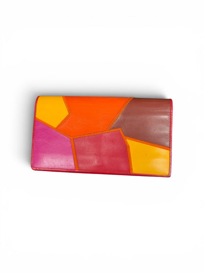 Yves Saint Laurent Vintage Patchwork Leather Continental Wallet Multicolor