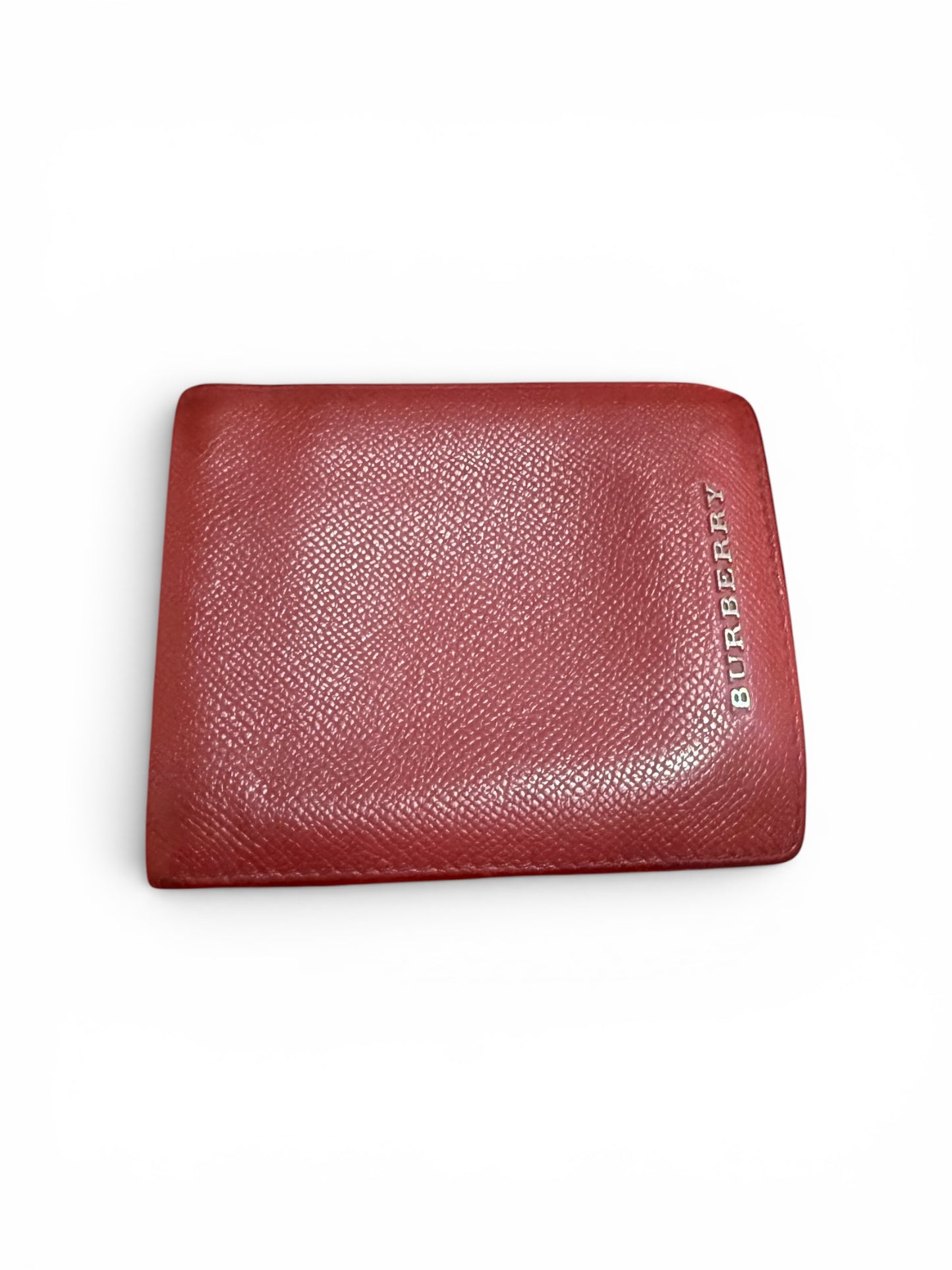 Burberry Debossed Logo Leather Bi-Fold Wallet Burgundy Red