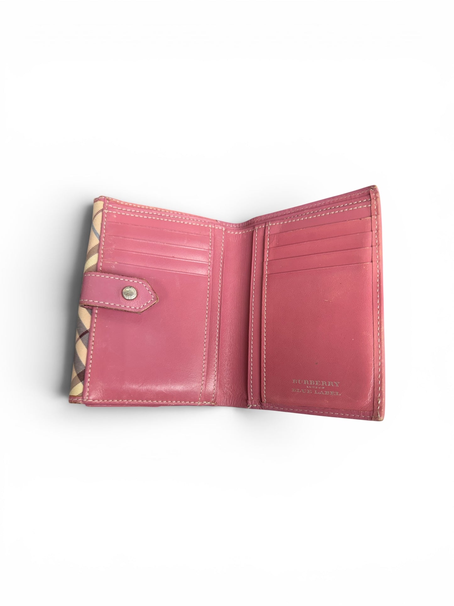 Burberry Nova Check Compact Wallet Pink Trim