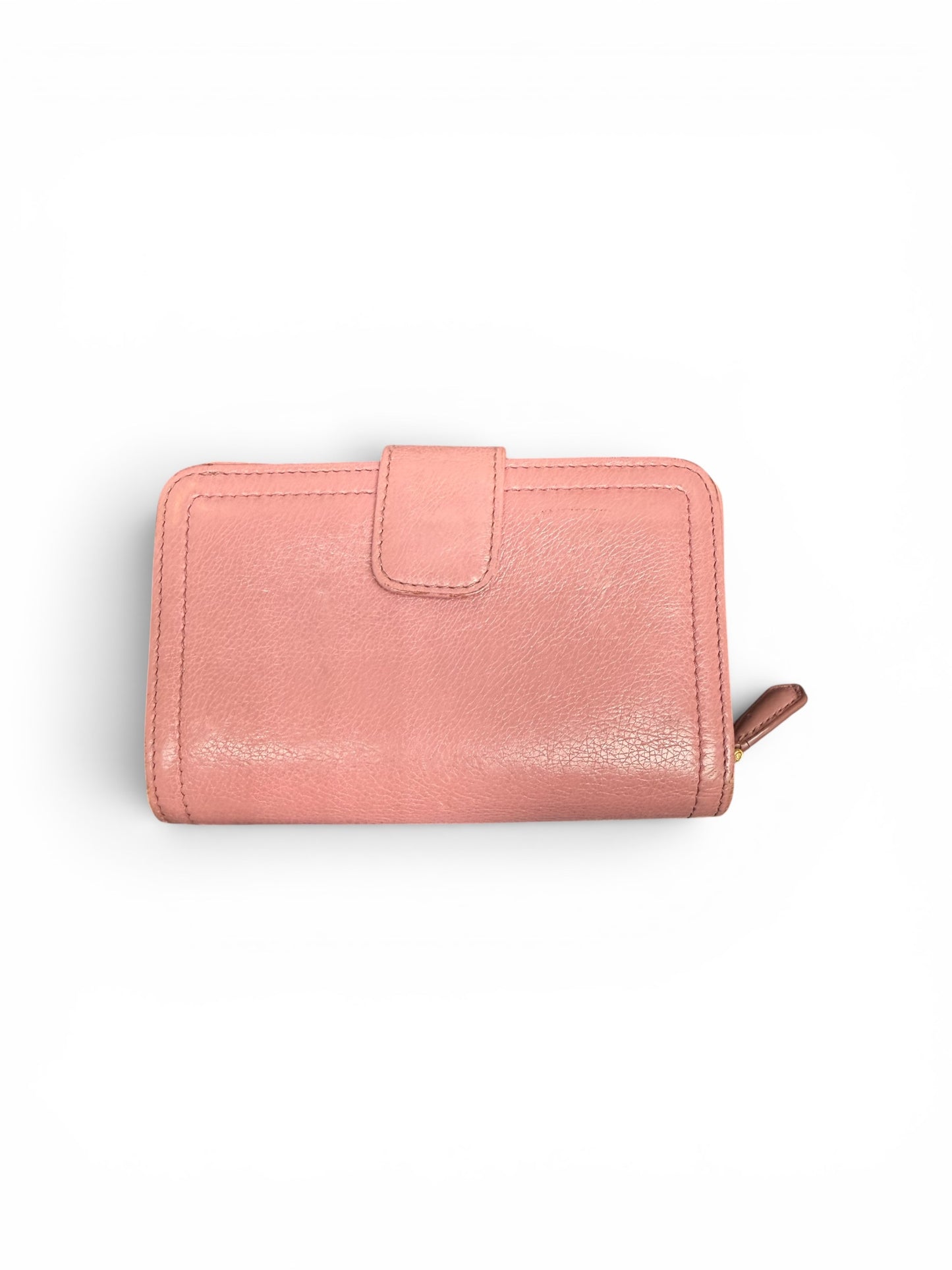 Prada Vitello Move Medium Compact Zip Around Wallet Pink