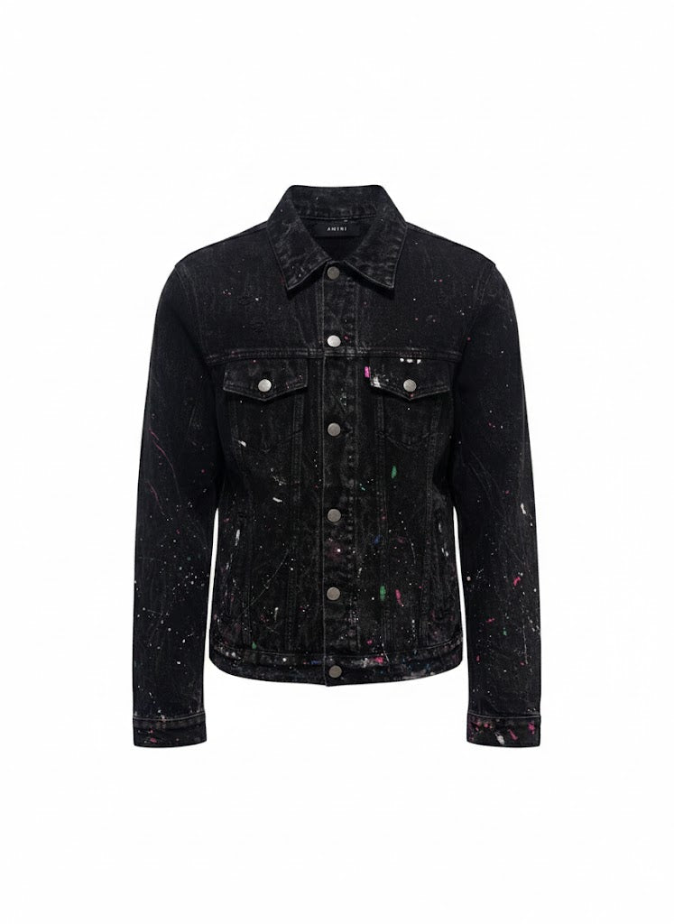 AMIRI Black Paint Splatter Denim Jacket Size Large