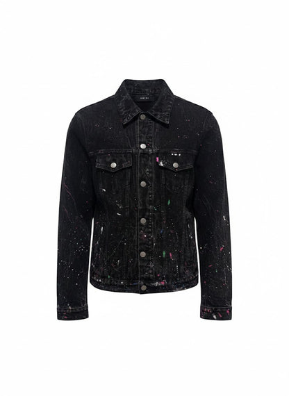 AMIRI Black Paint Splatter Denim Jacket Size Large