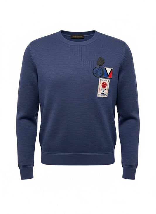 Louis Vuitton Blue Patch Crewneck Sweater Size Large