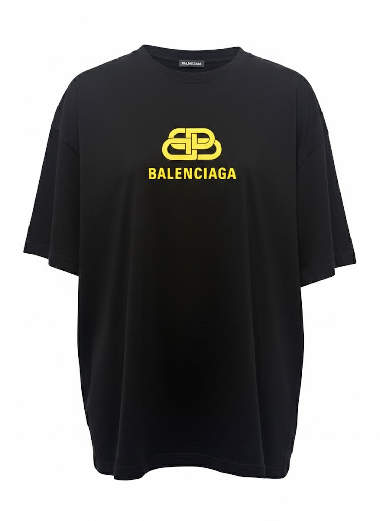 Balenciaga BB Logo Oversized T-Shirt Black Yellow