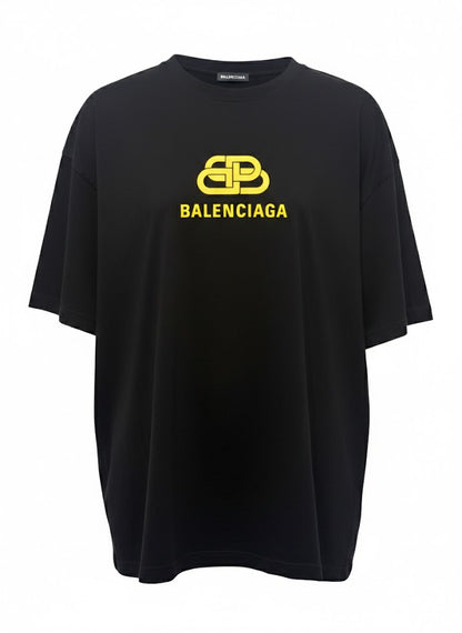 Balenciaga BB Logo Oversized T-Shirt Black Yellow