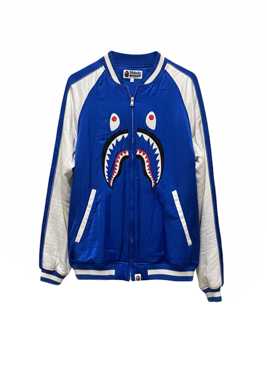 A Bathing Ape Shark Embroidered Varsity Bomber Size Large