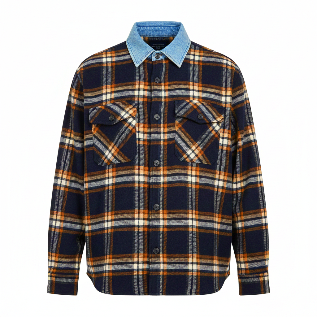 Fear of God Plaid Flannel Jacket / Overshirt – Denim Collar size medium