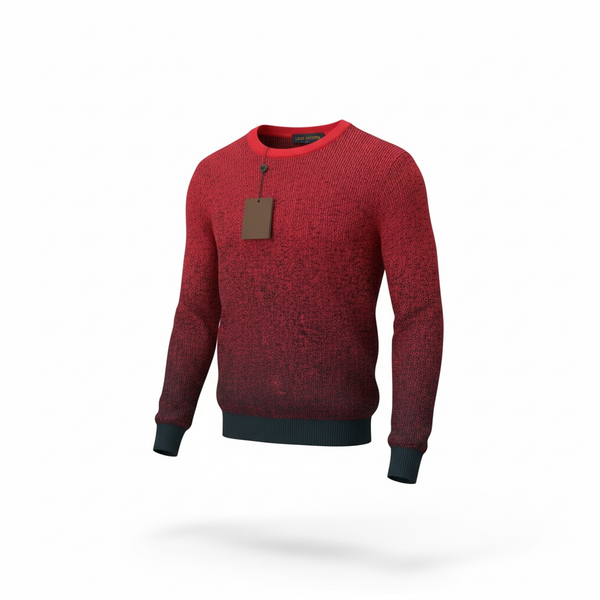 Louis Vuitton Red/Black Melange Knit Crewneck Sweater Size Large