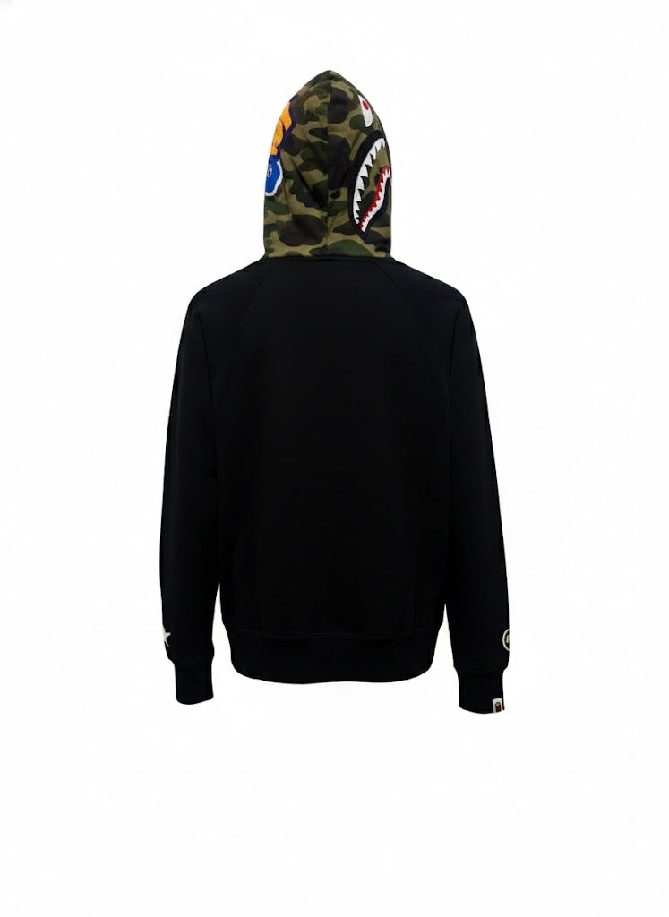 A Bathing Ape (BAPE) Shark Zip-Up Hoodie Black / Green Camo Size M