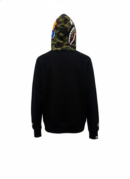 A Bathing Ape (BAPE) Shark Zip-Up Hoodie Black / Green Camo Size M