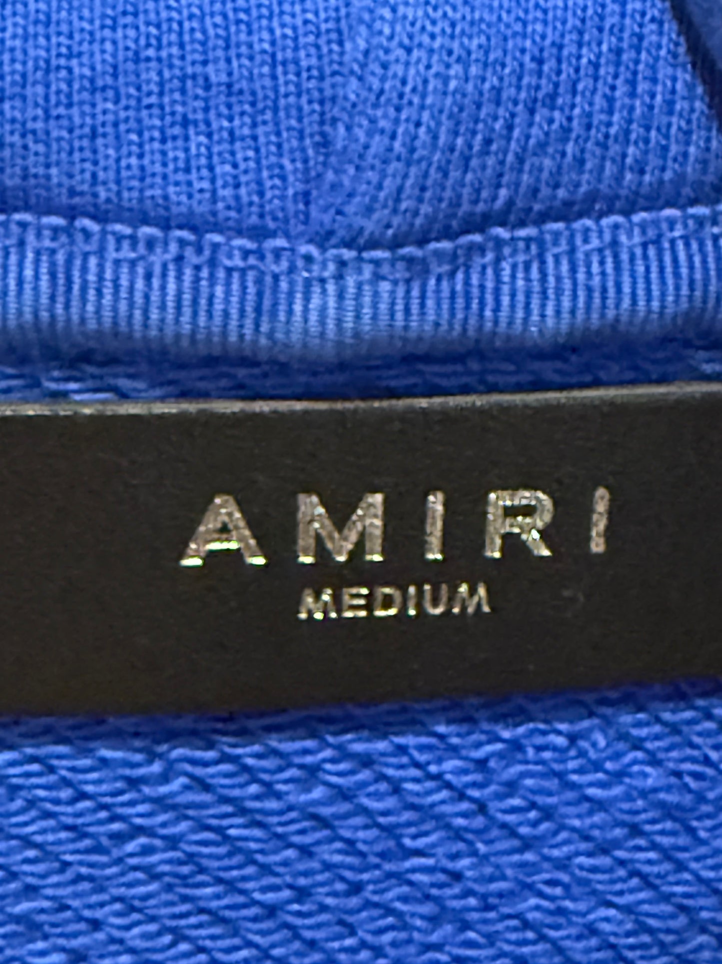 AMIRI Blue Logo Pullover Hoodie Core Branding Cotton Sweatshirt Size L