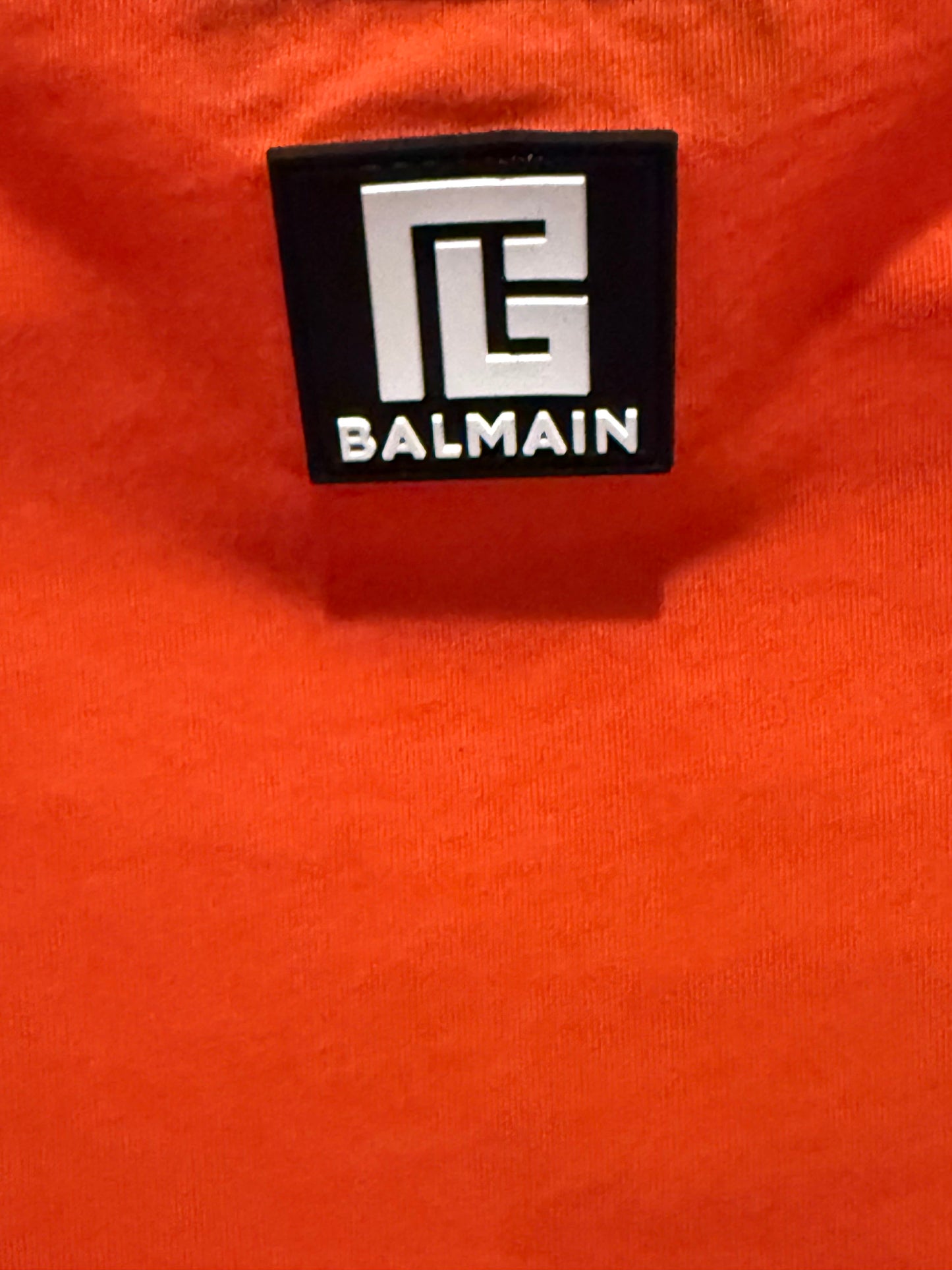 Balmain Paris Oversized Side Logo Red T-Shirt