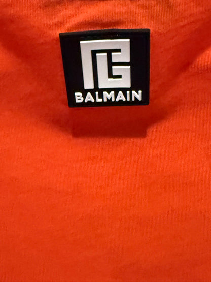 Balmain Paris Oversized Side Logo Red T-Shirt