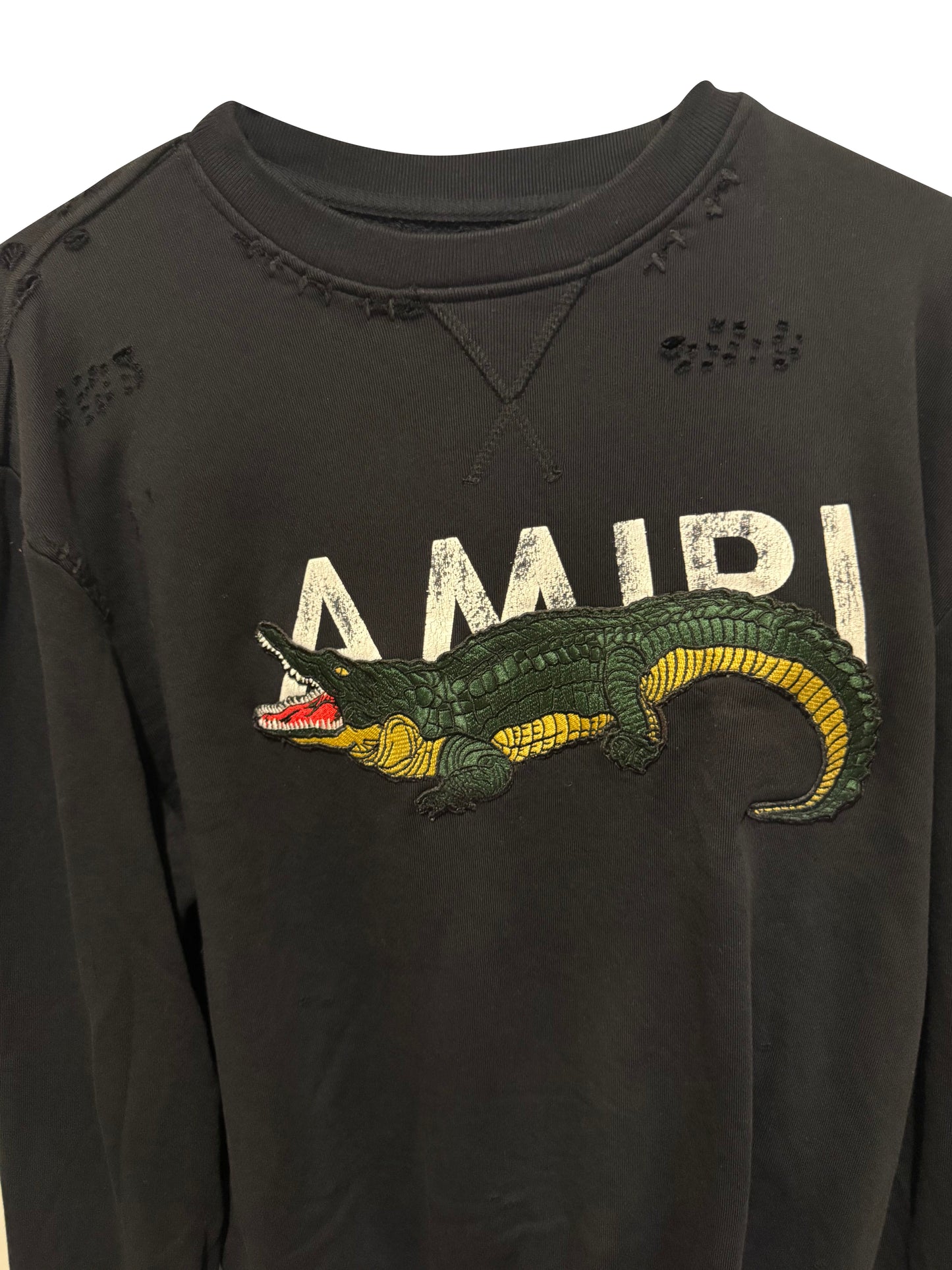 AMIRI Crocodile Logo Crewneck Sweatshirt Black Size Medium