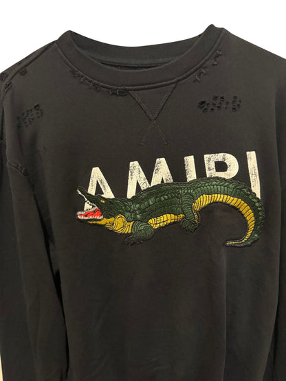 AMIRI Crocodile Logo Crewneck Sweatshirt Black Size Medium