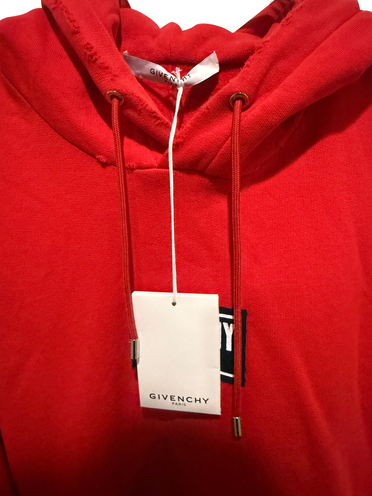 Givenchy Paris Signature Hoodie Red Embroidered Pullover Sweatshirt Size Medium