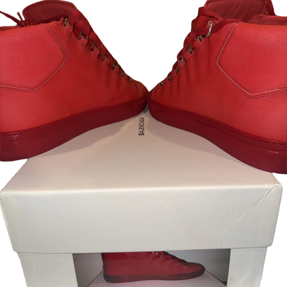 Balenciaga Arena Red Lambskin High-Top Sneakers Size 43