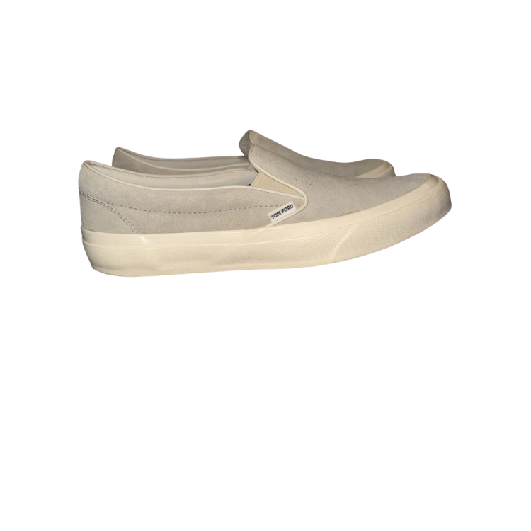 Tom Ford Cambridge Tan Cream Canvas Slip-On Sneakers Size 43