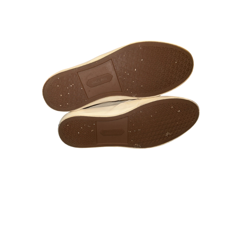 Tom Ford Cambridge Tan Cream Canvas Slip-On Sneakers Size 43
